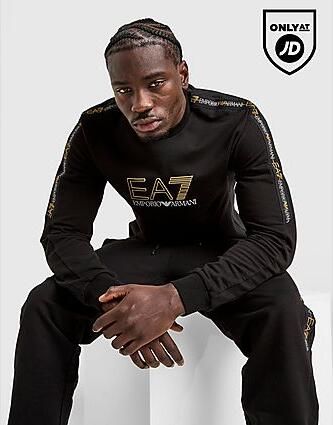 EA7 Emporio Armani Tape Large Logo Crew Sweatshirt Zwart- Heren Zwart - Foto 2