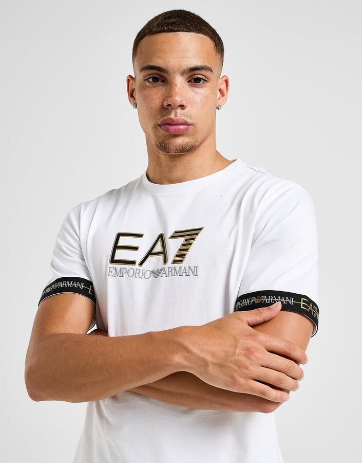 EA7 Emporio Armani Tape Large Logo T-Shirt Wit- Heren Wit