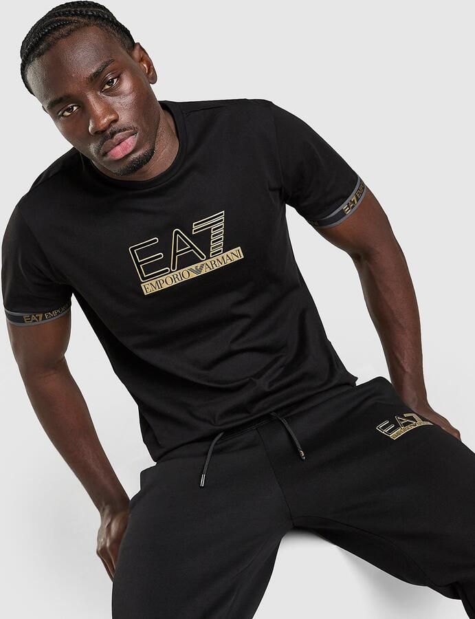EA7 Emporio Armani Tape Large Logo T-Shirt Zwart- Heren Zwart