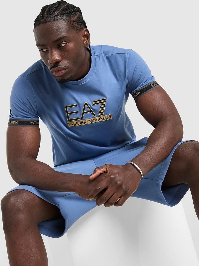 EA7 Emporio Armani Tape Logo T-Shirt Blauw- Heren Blauw