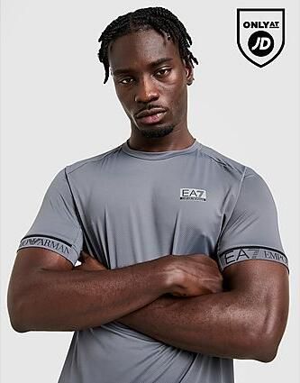 EA7 Emporio Armani Tape Sleeve Poly T-Shirt Grey- Heren Grey