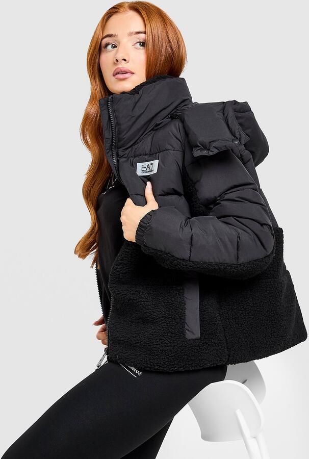 EA7 Emporio Armani Teddy Panel Padded Jacket Zwart- Dames Zwart