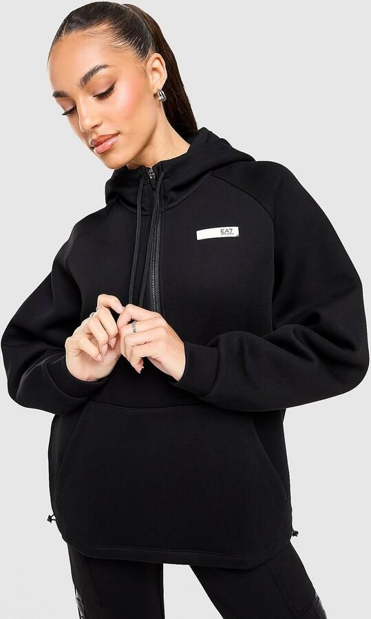 EA7 Emporio Armani Ventus Tape 1 4 Zip Hoodie Zwart- Dames Zwart
