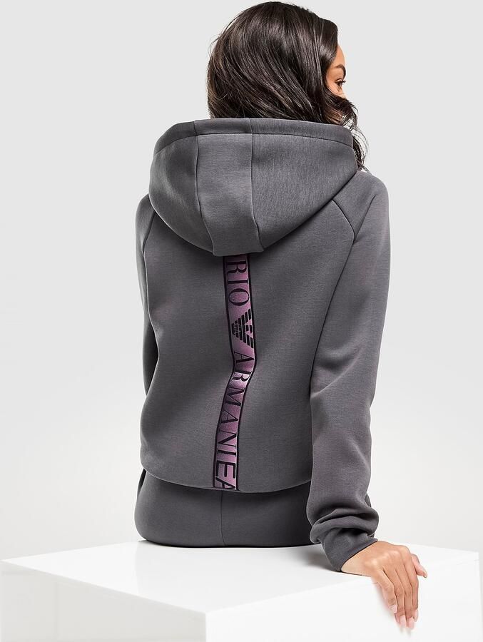 EA7 Emporio Armani Ventus Tape Full Zip Hoodie Grijs- Dames Grijs