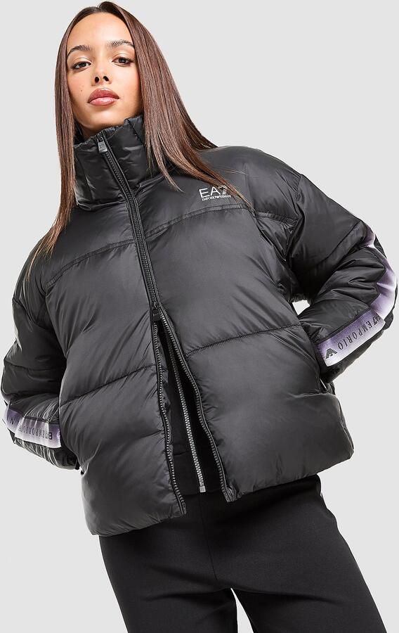 EA7 Emporio Armani VENTUS7 Tape Padded Jacket Zwart- Dames Zwart