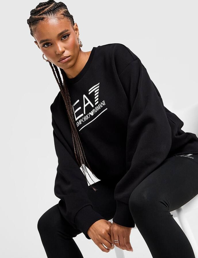 EA7 Emporio Armani Visibility Logo Crew Sweatshirt Zwart- Dames Zwart