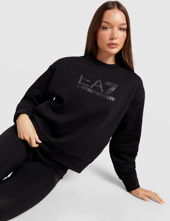 EA7 Visibility Logo Crew Sweatshirt Zwart- Dames Zwart