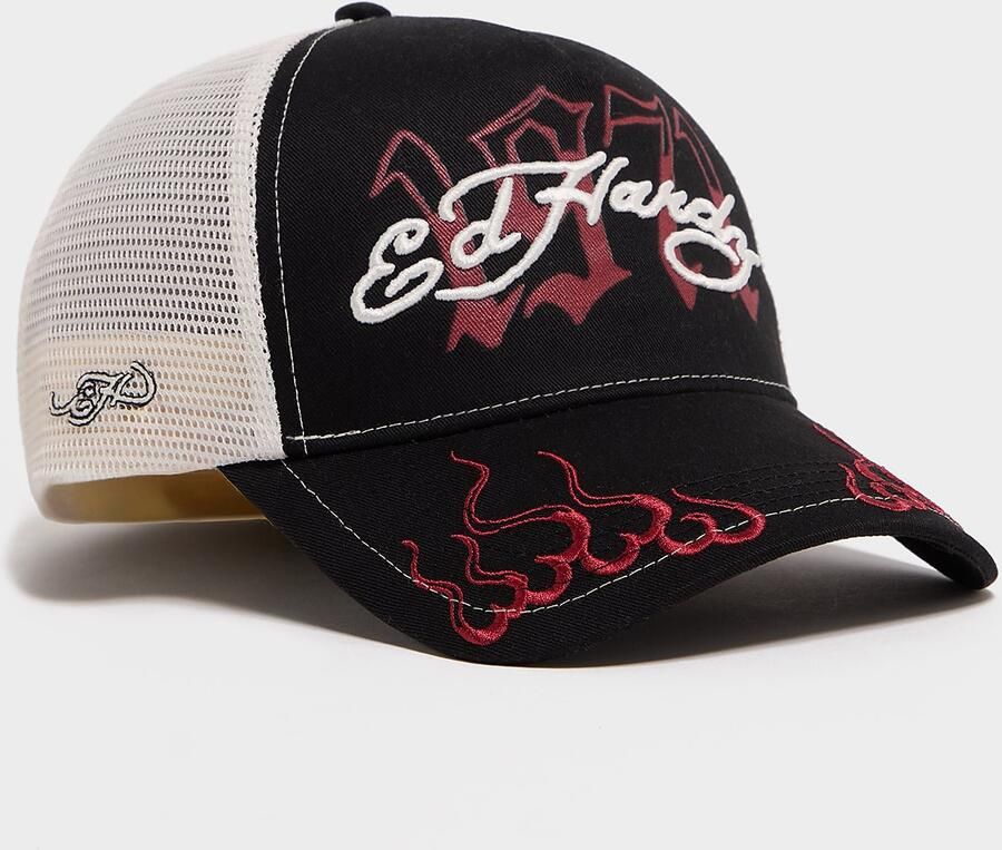Ed Hardy 1971 Logo Trucker Cap Zwart- Dames Zwart