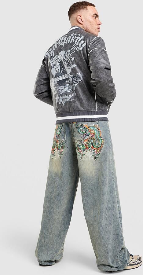 Ed Hardy Brave Eagle Bomber Jacket Grijs- Heren Grijs