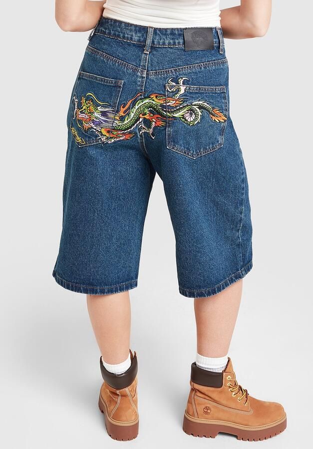Ed Hardy Crawling Dragon Jorts Blauw- Dames Blauw