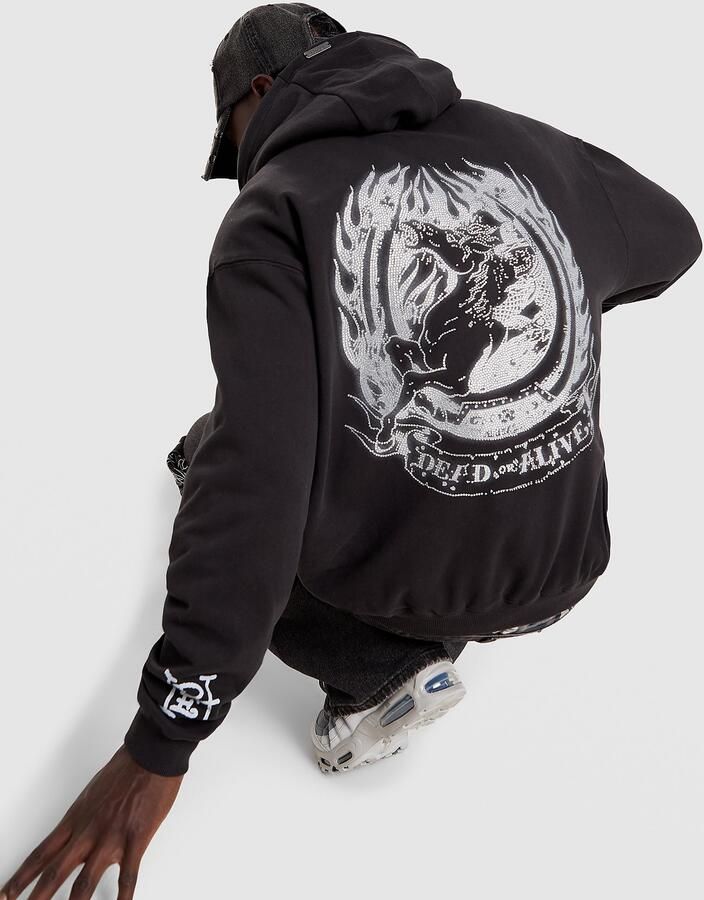 Ed Hardy Diamante Overhead Hoodie Zwart- Heren Zwart