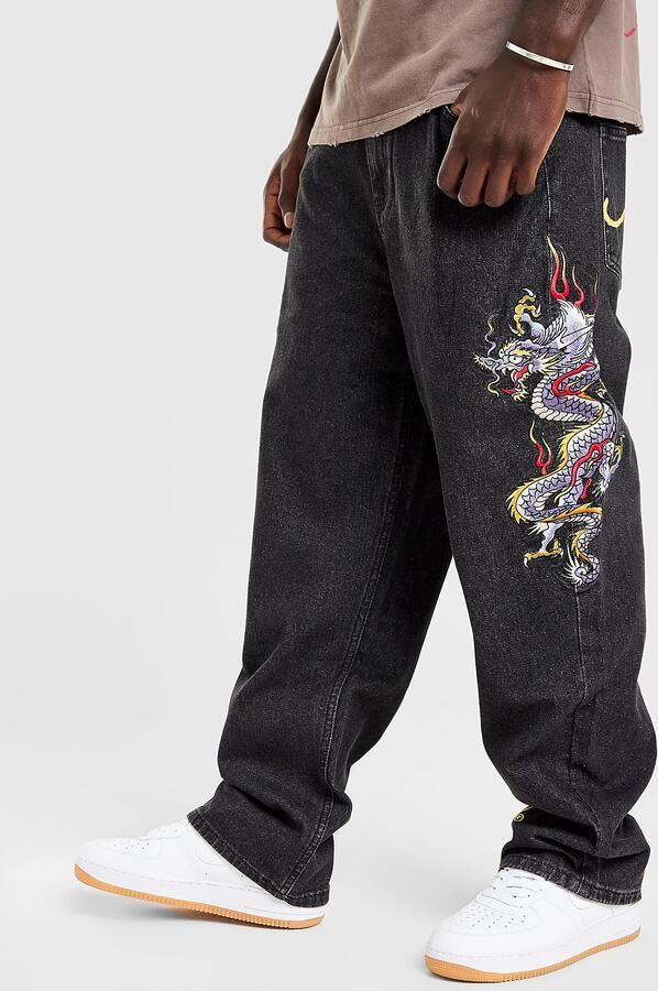 Ed Hardy Dragon Baggy Jeans Zwart- Heren Zwart