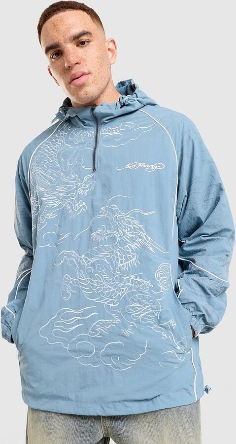 Ed Hardy Dragon Shell Jacket Blauw- Heren Blauw