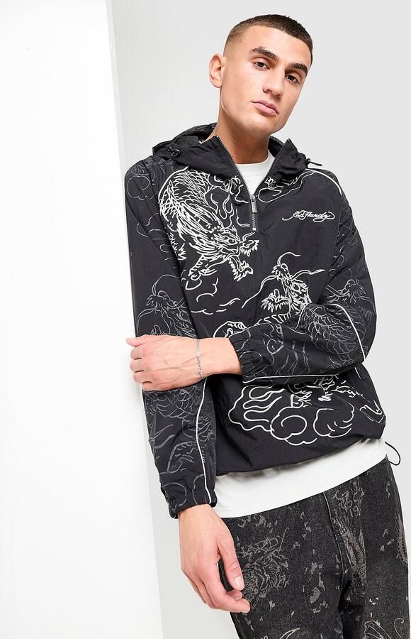 Ed Hardy Dragon Shell Jacket Zwart- Heren Zwart
