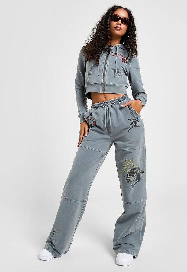 Ed Hardy Flame Tiger Wide Joggers Grijs- Dames Grijs