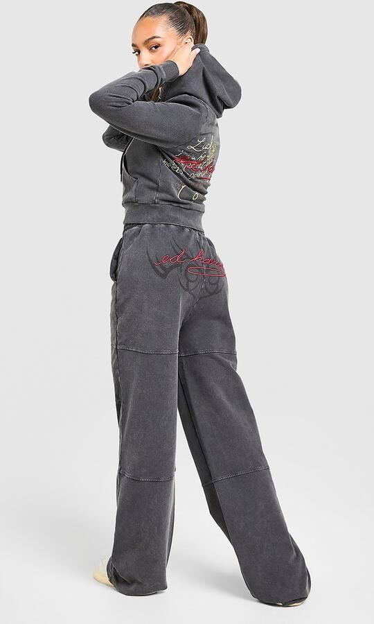 Ed Hardy Flame Tiger Wide Joggers Zwart- Dames Zwart