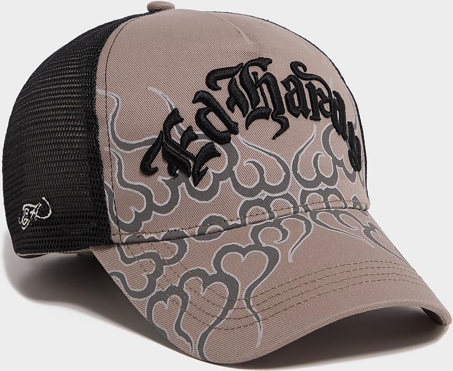 Ed Hardy Flames Trucker Cap Grijs- Dames Grijs