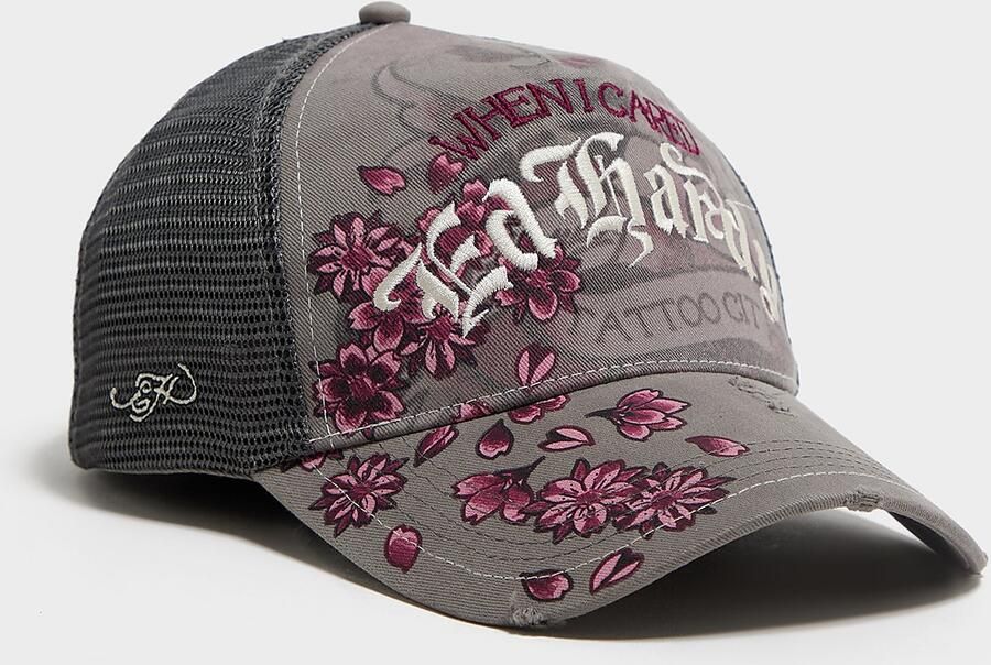 Ed Hardy Floral Trucker Cap Grijs- Dames Grijs