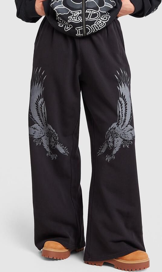Ed Hardy Gothic Wide Leg Joggers Zwart- Dames Zwart