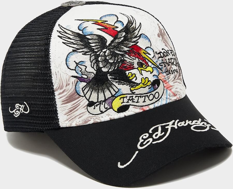 Ed Hardy Patch Trucker Cap Wit- Dames Wit