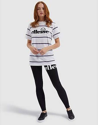 Ellesse Logo Stripe Boyfriend T-Shirt Dames White- Dames