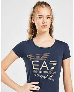 Emporio Armani EA7 Multi Logo T-Shirt Navy- Dames