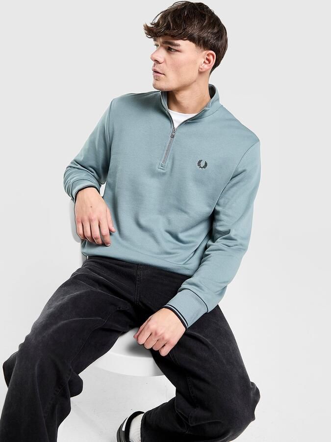 Fred Perry 1 2 Zip Sweatshirt Blauw- Heren Blauw