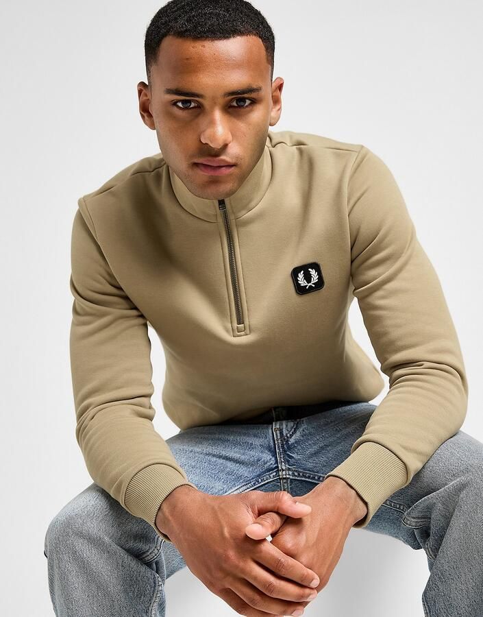 Fred Perry Badge 1 2 Zip Sweatshirt Bruin- Heren Bruin
