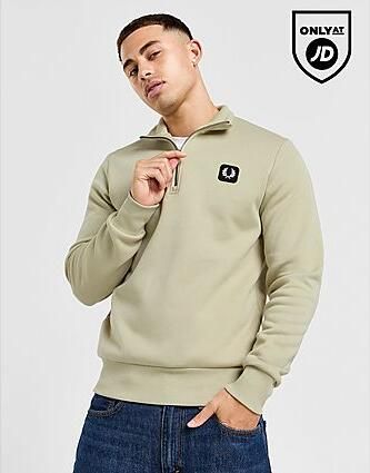 Fred Perry Badge 1 2 Zip Sweatshirt Stone- Heren Stone