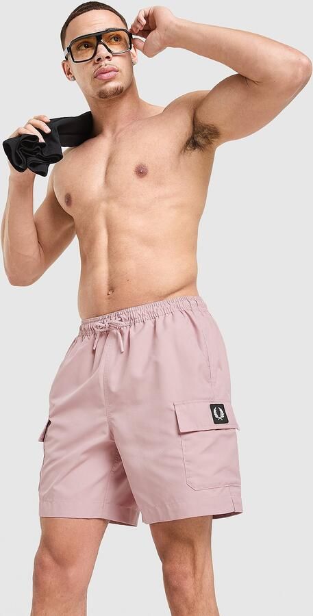 Fred Perry Badge Cargo Swim Shorts Roze- Heren Roze