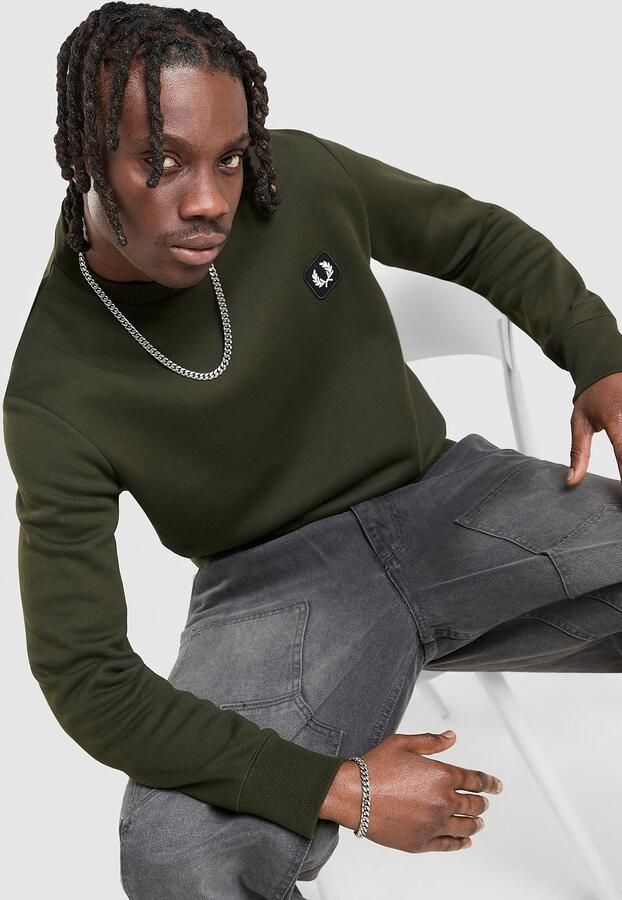 Fred Perry Badge Crew Sweatshirt Groen- Heren Groen