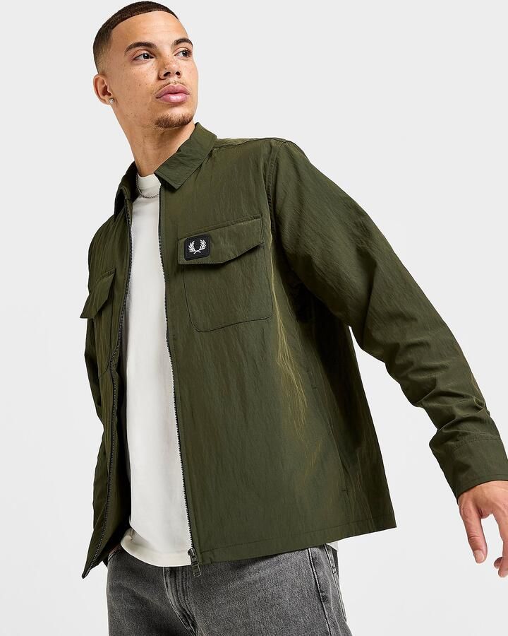 Fred Perry Badge Overshirt Olive- Heren Olive