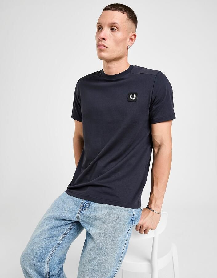 Fred Perry Badge Panel T-Shirt Blauw- Heren Blauw