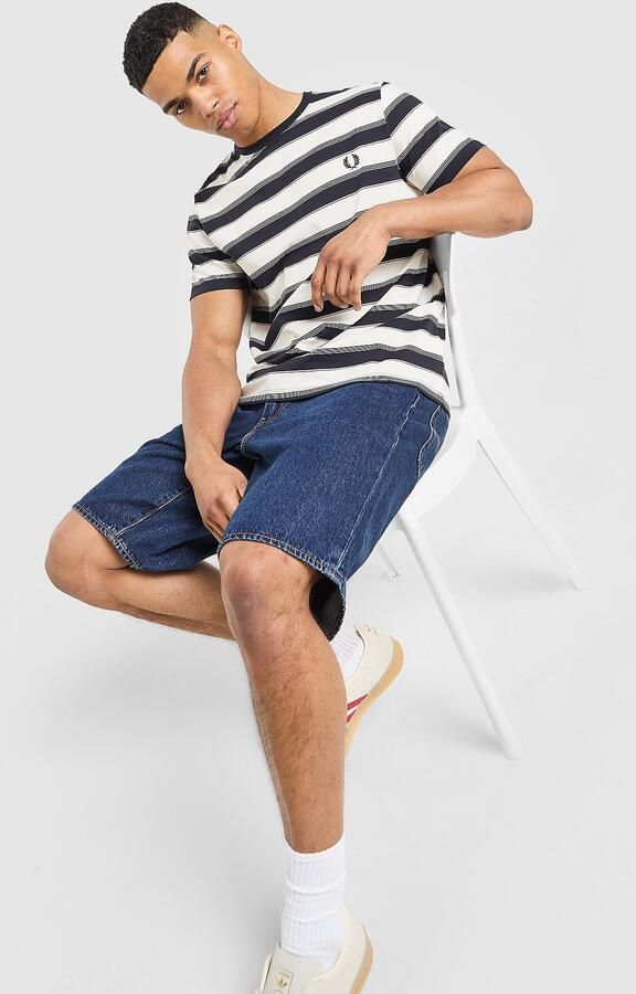 Fred Perry Fine Stripe T-Shirt Wit- Heren Wit