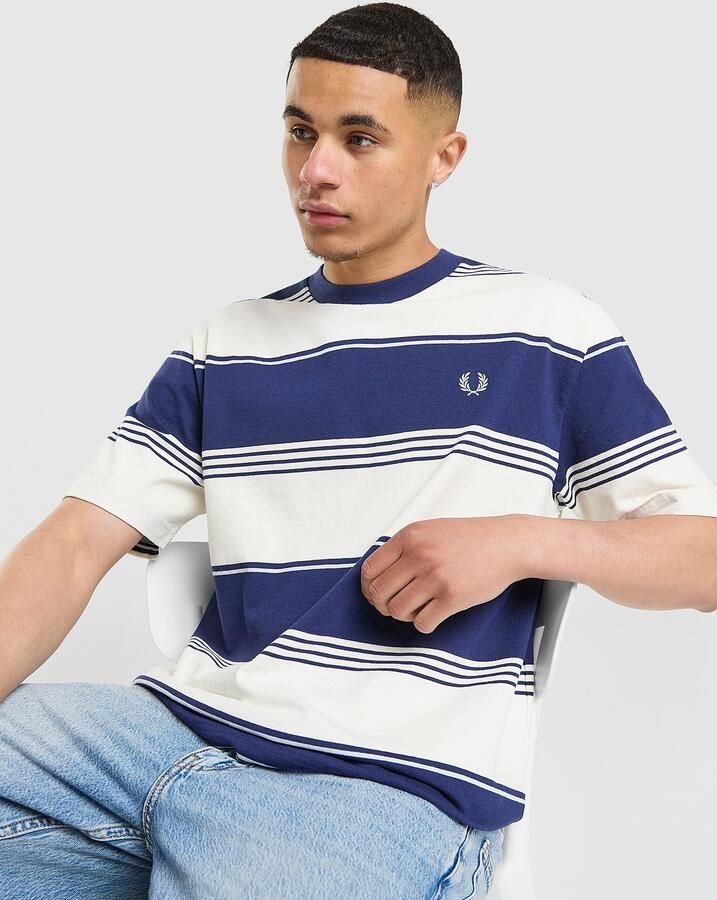 Fred Perry Heavy Striped T-Shirt Wit- Heren Wit
