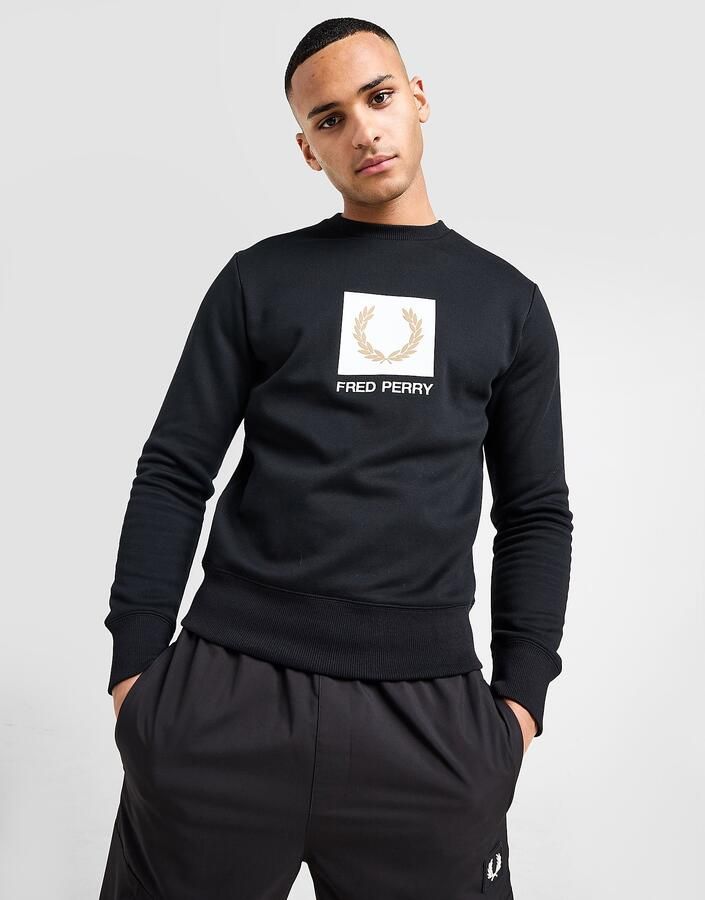 Fred Perry Logo Crew Sweatshirt Zwart- Heren Zwart