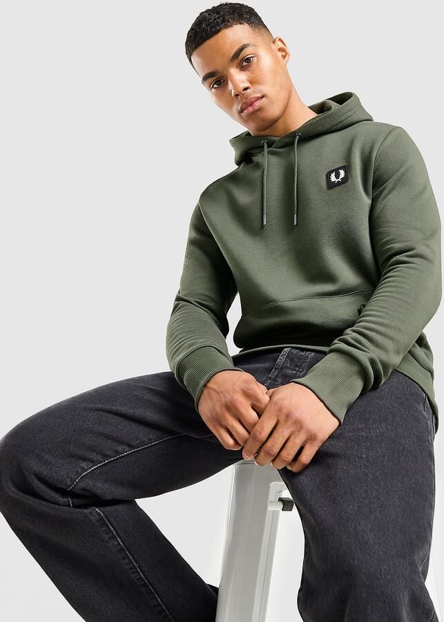 Fred Perry Pique Badge Hoodie Groen- Heren Groen