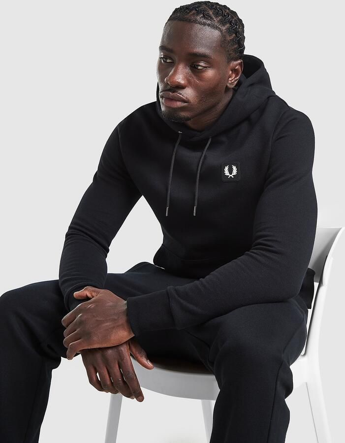 Fred Perry Pique Badge Hoodie Zwart- Heren Zwart