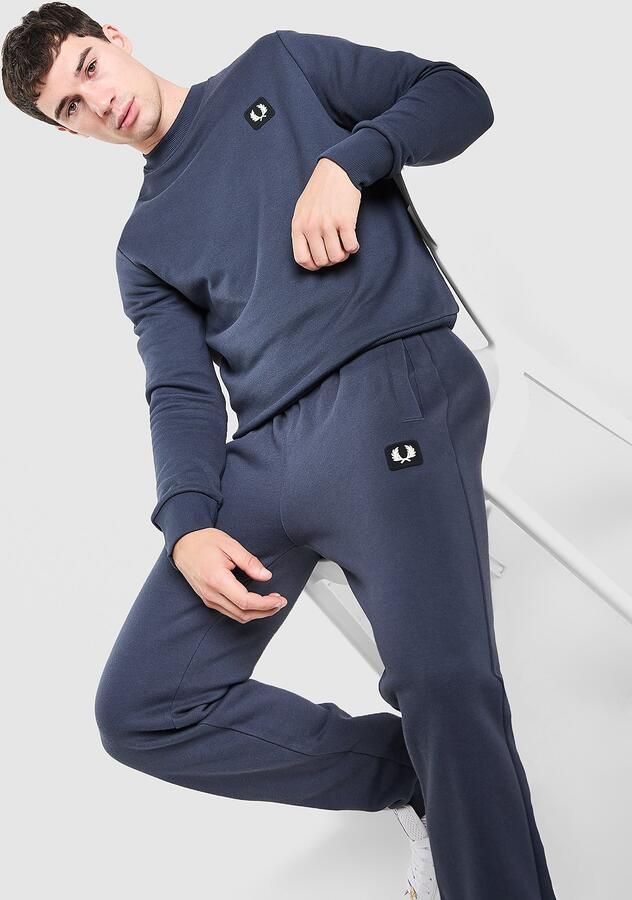 Fred Perry Pique Crew Sweatshirt Blauw- Heren Blauw
