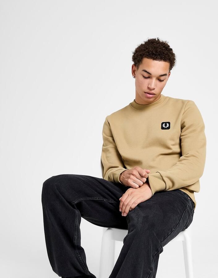 Fred Perry Pique Crew Sweatshirt Bruin- Heren Bruin