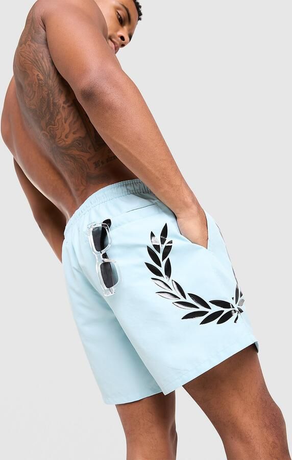 Fred Perry Side Laurel Wreath Swim Shorts Blauw- Heren Blauw