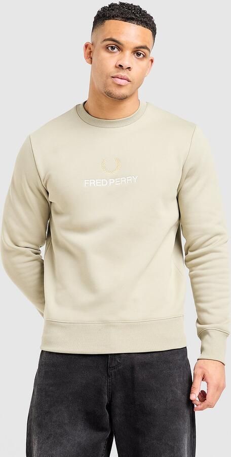 Fred Perry Stack Logo Crew Sweatshirt Groen- Heren Groen