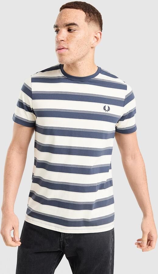 Fred Perry Stripe T-Shirt Wit- Heren Wit