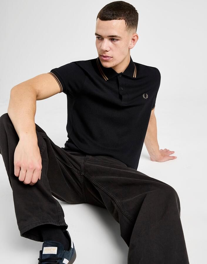 Fred Perry Polo Shirt Korte Mouw Twin Tipped Polo Shirt Black Shaded
