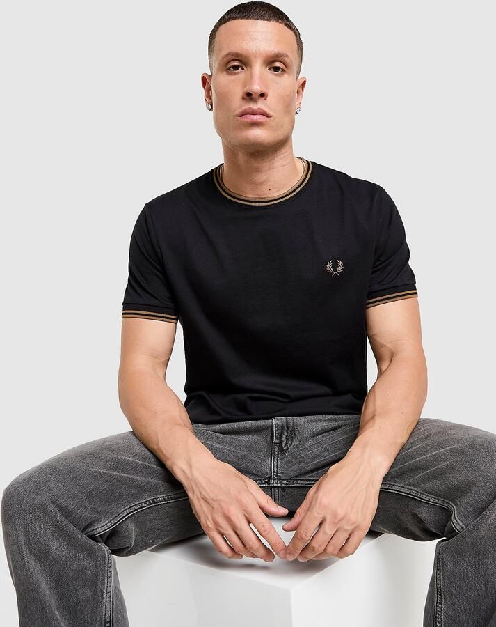 Fred Perry Twin Tipped Ringer T-Shirt Zwart- Heren Zwart