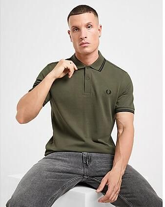 Fred Perry Twin Tipped Short Sleeve Polo Shirt Heren Green- Heren Green