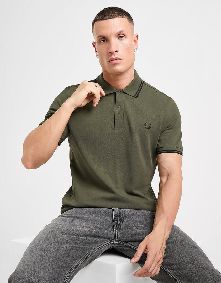 Fred Perry Twin Tipped Short Sleeve Polo Shirt Heren Groen- Heren Groen