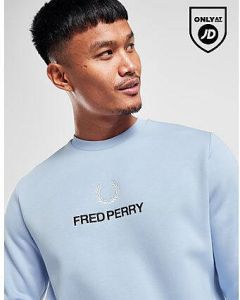 Fred Perry Global Stack Crew Sweatshirt Blue- Heren