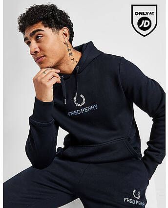 Fred Perry Stack Overhead Hoodie Navy- Heren