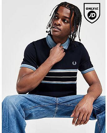 Fred Perry Stripe Panel Polo Shirt Navy- Heren